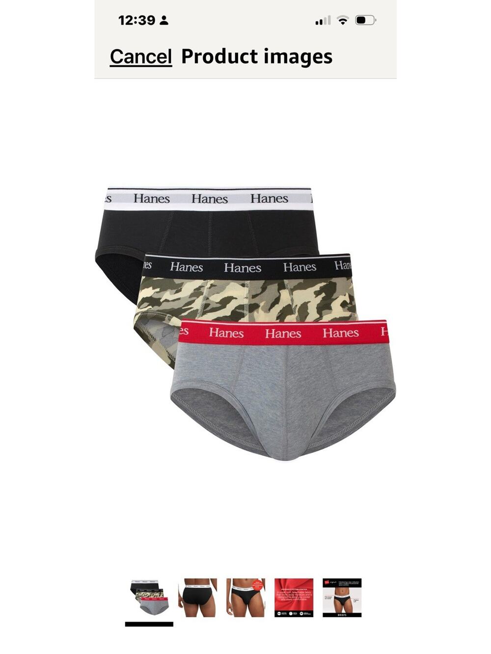 3 pack Hanes Originals Stretch Cotton Briefs , Underwear Med. (32 X 34)